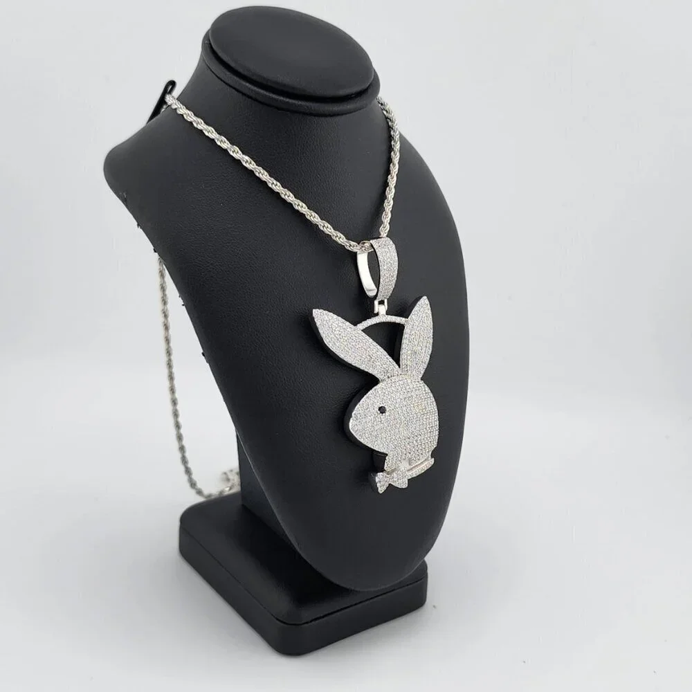Brand New Sterling Silver 925 Bunny Face Necklace